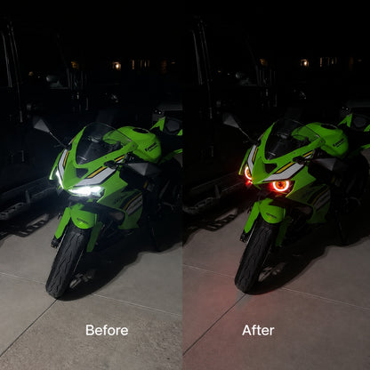 LED Car Dynamic Devil Eye Light Headlight Decoration 3-Inch 84Mode 3D Lens Pupil Eagle Eye Lamp with Remote Control Retrofit Kit